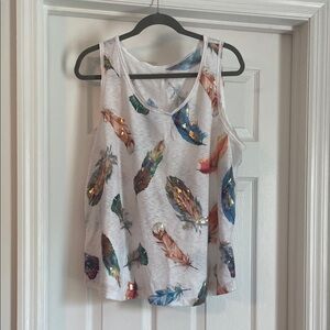 Lane Bryant Multicolor Feather Print Tank Top